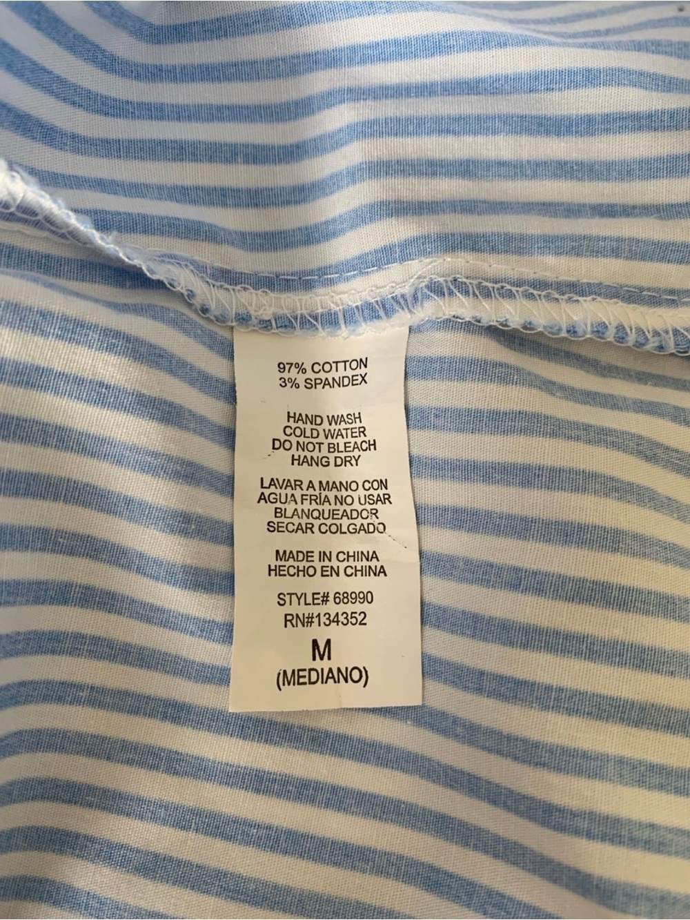 Ambiance Light Blue and White Striped Off-Shoulder Blouse - Picture 6 of 6